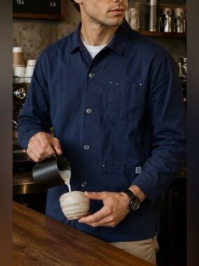 Hedley & Bennett Made In USA Navy Blue Chore Utility Button Shirt Jacket